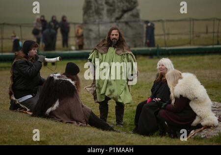 Frühjahrs-tagundnachtgleiche ist in Stonehenge, Wiltshire 20/03/2016 gefeiert. Stockfoto
