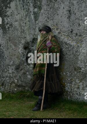 Frühjahrs-tagundnachtgleiche ist in Stonehenge, Wiltshire 20/03/2016 gefeiert. Stockfoto