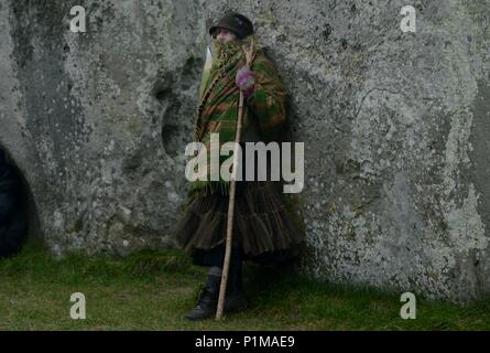 Frühjahrs-tagundnachtgleiche ist in Stonehenge, Wiltshire 20/03/2016 gefeiert. Stockfoto