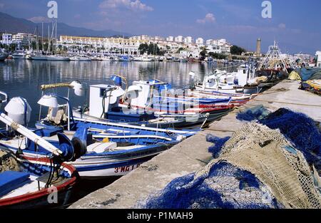 Estepona, Blick von der Fischer port (Costa del Sol). Stockfoto