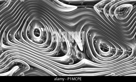 Abstrakte Kurven - Metall parametrische geschwungenen Formen 4 k nahtlose Hintergrund - 3D-Rendering Stockfoto