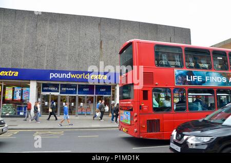 Das mit dem grünen Holz Zweig der poundworld extra North London N22 GB Stockfoto