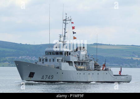 FS Panthere (A 749), ein Leopard Schulung Schiff von der Französischen Marine betrieben, vorbei an Greenock nach einem zahlenden Kurz nach Glasgow zu besuchen. Stockfoto