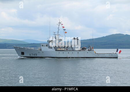 FS Panthere (A 749), ein Leopard Schulung Schiff von der Französischen Marine betrieben, vorbei an Greenock nach einem zahlenden Kurz nach Glasgow zu besuchen. Stockfoto