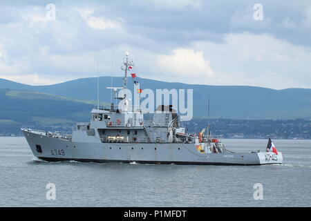 FS Panthere (A 749), ein Leopard Schulung Schiff von der Französischen Marine betrieben, vorbei an Greenock nach einem zahlenden Kurz nach Glasgow zu besuchen. Stockfoto