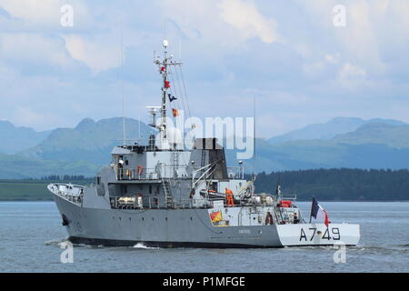 FS Panthere (A 749), ein Leopard Schulung Schiff von der Französischen Marine betrieben, vorbei an Greenock nach einem zahlenden Kurz nach Glasgow zu besuchen. Stockfoto