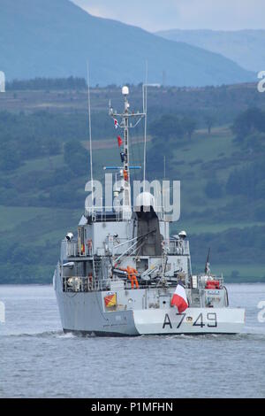 FS Panthere (A 749), ein Leopard Schulung Schiff von der Französischen Marine betrieben, vorbei an Greenock nach einem zahlenden Kurz nach Glasgow zu besuchen. Stockfoto