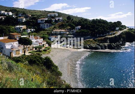 Spanien - Katalonien - Alt Empordá (Kreis) - Gerona. Colera, Playa / Platja Rovellada. Stockfoto