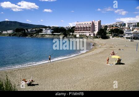 Spanien - Katalonien - Alt Empordá (Kreis) - Gerona. Llança; Playa / Platja de Grifeu. Stockfoto