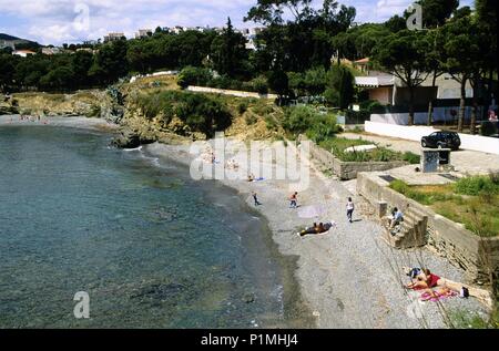 Spanien - Katalonien - Alt Empordá (Kreis) - Gerona. Llança; Playa / Platja de Carboneres. Stockfoto