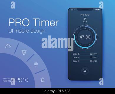 Timer application UI Design Konzept Stock Vektor