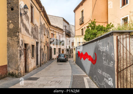 Auf der Straße Wandbild in der mittelalterlichen Stadt Praia a Mare, Alto Tirreno Cosentino, Nationalpark Pollino, südlichen Apenninen, Kalabrien, Italien Stockfoto