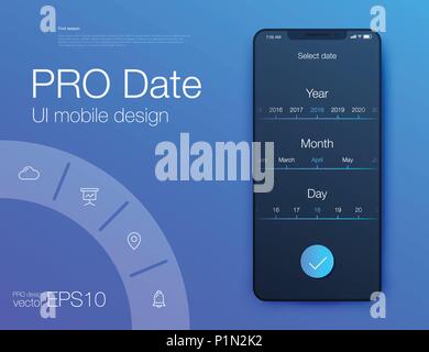 Datum Anwendung UI Design Konzept Stock Vektor
