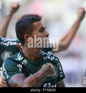 Fortaleza, Brasilien. 10 Juni, 2018. SE Palmeiras&#39 udu playelayer feiert seinen gogainst das Team von Ceará SC SC während eines Spiels, gültig für die elfte Runde der brasilianischen Meisterschaft, Serie A, am Castelão Stadion. Credit: Cesar Greco/FotoArena/Alamy leben Nachrichten Stockfoto