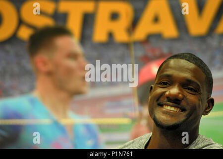 Ostrava, Tschechische Republik. 12 Juni, 2018. JUSTIN GATLIN der Vereinigten Staaten bei der offiziellen Pressekonferenz in der IAAF World Challenge Golden Spike in Ostrava in der Tschechischen Republik. Credit: Slavek Ruta/ZUMA Draht/Alamy leben Nachrichten Stockfoto