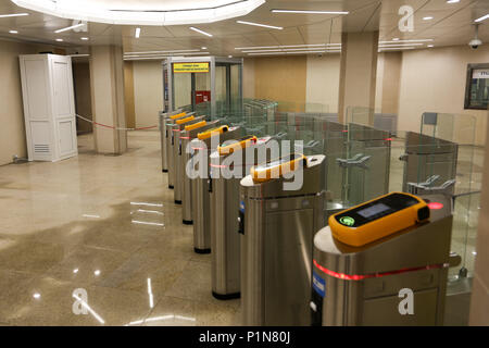 Nischni Nowgorod, Russland. 12 Juni, 2018. Die Lobby von der Metrostation 'trelka'', und am Vorabend der Wm in der Nähe des Stadions in der Nähe von Nischni Nowgorod eröffnet eine neue U-Bahn Station 'trelka 'Credit: Aleksey Fokin/SOPA Images/ZUMA Draht/Alamy leben Nachrichten Stockfoto