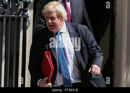 Downing Street. London. UK vom 13. Juni 2018 - Boris Johnson - Außenminister Downing Street Nr.10 verlässt. Credit: Dinendra Haria/Alamy leben Nachrichten Stockfoto