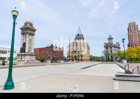 SYRACUSE, NY - 14. MAI 2018: Clinton Square in Downtown Syracuse, New York Stockfoto