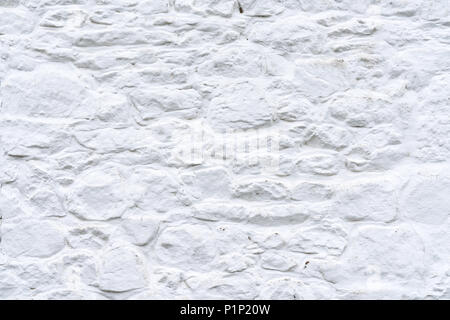 Hintergrund weiß getünchten Stein Außenwand von Gebäude Stockfoto