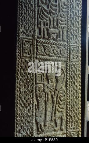 Oviedo, Iglesia de San Miguel de Lillo preromanesque Kirche; Innenraum (IX.); Tür detail. Stockfoto