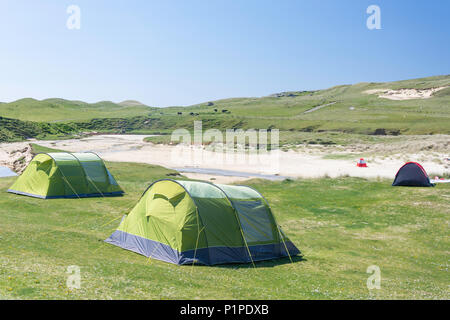 Traigh Horgabost Campingplatz, Isle of Harris, Äußere Hebriden, Na h-eileanan Siar, Schottland, Vereinigtes Königreich Stockfoto