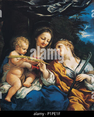 "Die Madonna mit Kind und Heiligen Martina", Öl auf Leinwand Gemälde von Pietro da Cortona Stockfoto