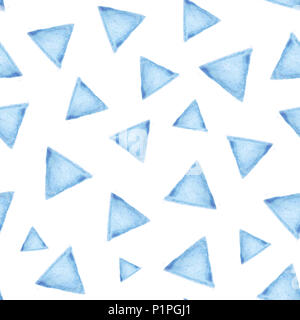 Nahtlose Muster mit blauen Dreiecke auf weißem Hintergrund Stockfoto