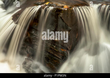 Motion Blur von Wasser über die Felsen in den Königen Bach, in der Nähe von Sleepy Cove, Shubenacadie Grand Lake, Nova Scotia, Kanada Stockfoto