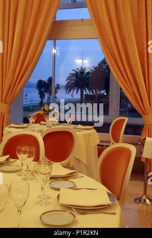 A Toxa/La Toja; Restaurante del'Gran Hotel La Toja'; Comedor. Stockfoto