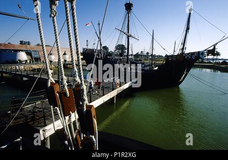 La Rábida, 'Columbus' Schiffe im Hafen ("Columbine route"). Stockfoto