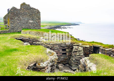 Jarlshof prähistorische Ausgrabungsstätte, Shetland, Nördliche Inseln, Schottland, Vereinigtes Königreich Stockfoto