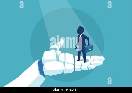 Der Vektor der ein Geschäftsmann in einem Roboter Hand Stock Vektor