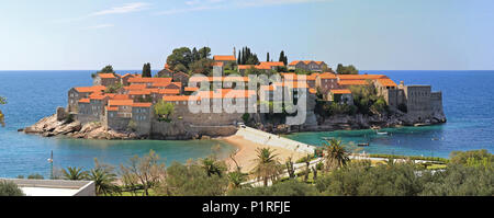 Insel Sveti Stefan und Resort in Adria Montenegro Stockfoto