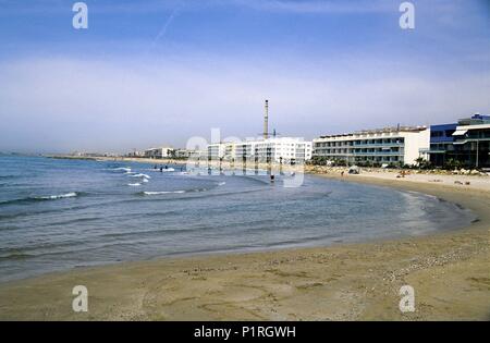 Spanien - Katalonien - Garraf (Bezirk) - Barcelona. Cubelles; Playa / Platja de la Mota de Sant Pere. Stockfoto