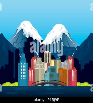 Vancouver city mit Burrard Bridge, Vector Illustration Design Stock Vektor