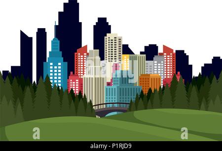 Vancouver city mit Burrard Bridge, Vector Illustration Design Stock Vektor