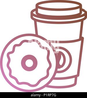 Donut mit Kaffeetasse und Kunststoffbehälter Vector Illustration Design Stock Vektor