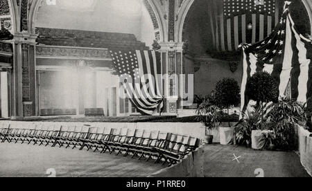 Tempel der Musik McKinley Mord Website - Foto von der Szene des William McKinley Mord im Tempel der Musik, in der Panamerikanischen Ausstellung, Buffalo, New York, Sept. 6, 1901. Ort der Schießerei mit einem X markiert. Stockfoto