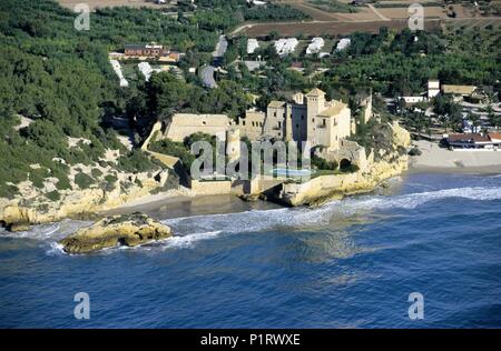 Tarragonès: Castillo de/Tamarit Schloss; Luftbild (Costa Dorada/Tarragonès). Stockfoto