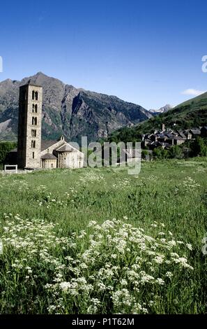 Alta Ribagorça: Taüll, romanische Kirche Sant Climent; (Alta Ribagorça). Stockfoto