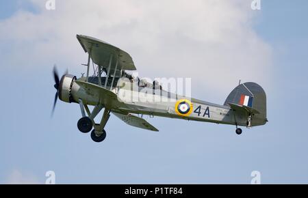 Fairey Swordfish W 5856 von der Royal Navy historischen Flug-Design durch die fairey Aviation Company für die Fleet Air Arm als Torpedobomber Stockfoto