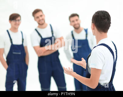 Fröhliches Team der Verantwortlichen Urheber und ihre lächelnden Führer. Stockfoto