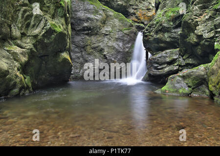 Nyznerov Wasserfälle auf der Siver Bach, Tschechische Republik. Silver Creek Falls, auch Nyznerov Wasserfälle liegt in der Ortschaft obere Skorosice zu 12 hect Stockfoto