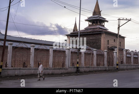 Srinagar, Indien, Ansicht der Jamia Masjid Moschee Stockfoto