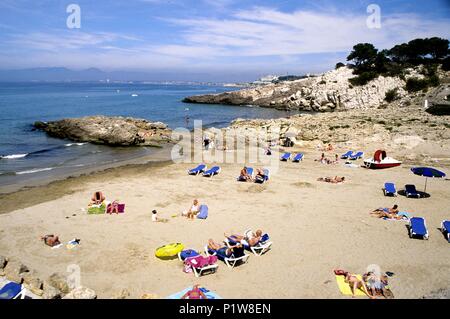 Spanien - Katalonien - Tarragonès (Kreis) - TARRAGONA. Salou, Playa de Cala Font. Stockfoto