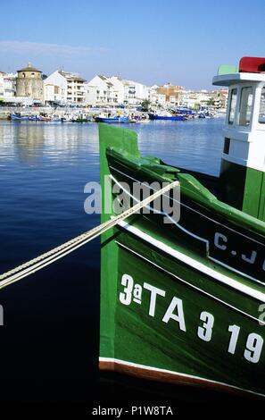 Baix Camp: Cambrils, Fisher Hafen und Stadt (Baix Camp / Costa Dorada). Stockfoto