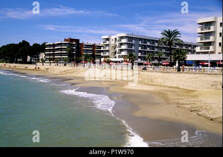 Spanien - Katalonien - Baix Camp (Bezirk) - TARRAGONA. Cambrils Playa / Platja de Cap de Sant Pere. Stockfoto