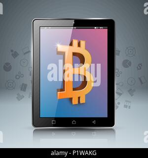 Smartphone, Tablet, digital, bitcoin Symbol Stock Vektor