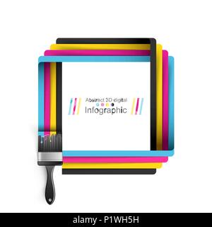 Pinsel Farbe CMYK-Farbe Stock Vektor