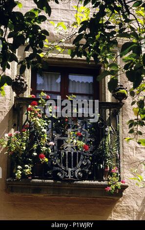 Plasencia, Palacio/bischöflicher Palast Fenster; Architektur der Renaissance. Stockfoto